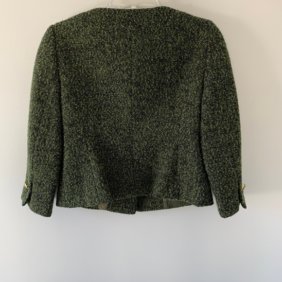 Ann Taylor Green Wool Tweed Blazer Jacket - Picture 2 of 5
